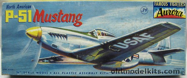 Aurora 1/48 North American P-51D Mustang - With Aurora Glue, 118-79 plastic model kit